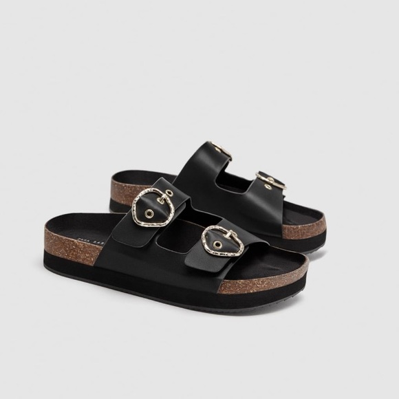 zara black slides